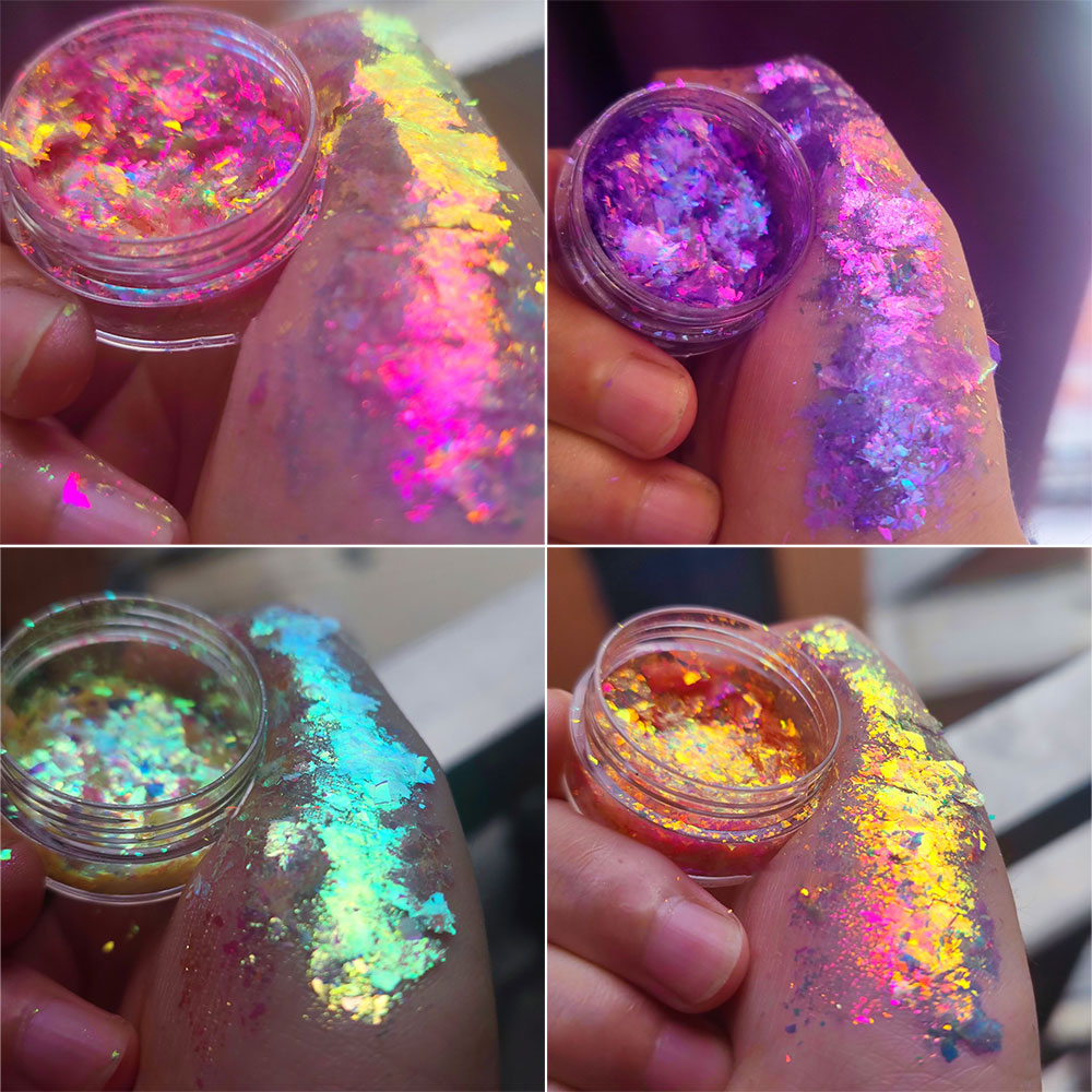 Eyeshadow Glitter Pigment - Serpihan Opal Kuku Chameleon Berkilau, Cermin
