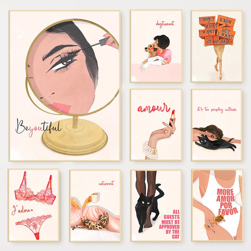 Beauty Of Makeup Quotes - Poster Majalah Fashion Glam Retro Kutipan
