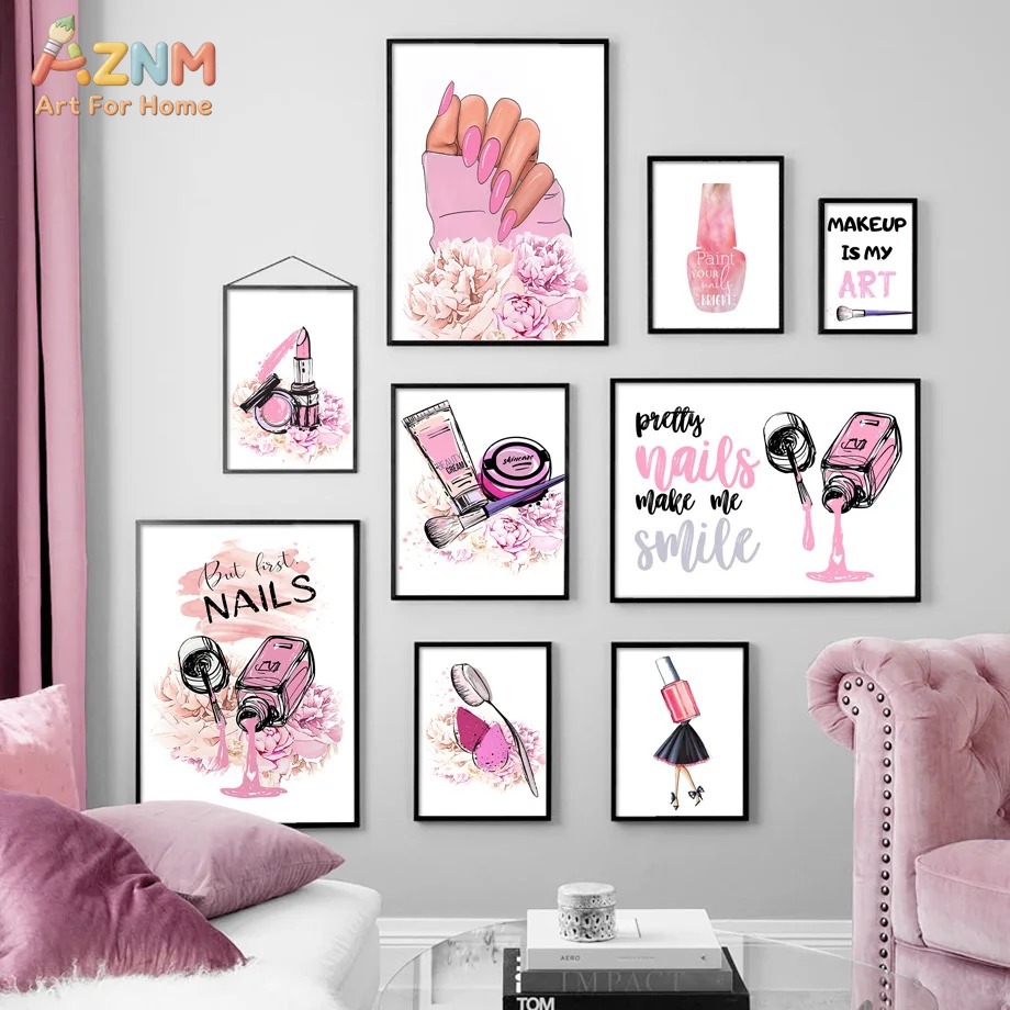 Beauty Of Makeup Quotes - AZNM Seni Dinding Kanvas Riasan Kuku