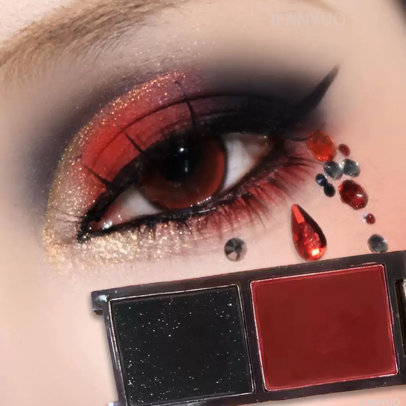Eyeshadow Glitter Pigment - Palet Eyeshadow Dua Warna Hitam Merah