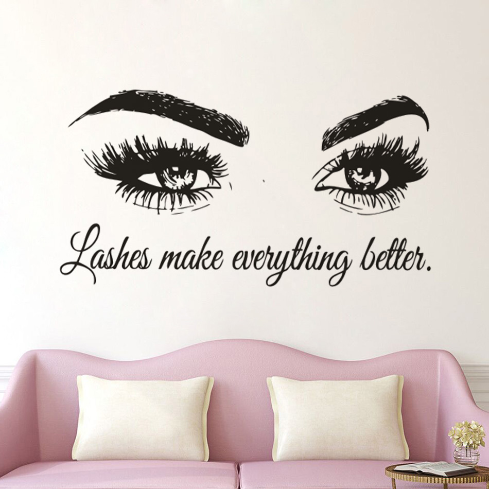 Beauty Of Makeup Quotes - Bulu Mata Vinyl Dinding Decal Salon