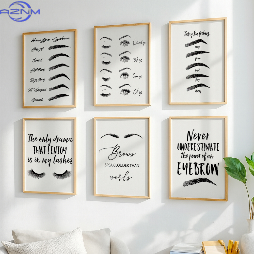 Set 6 Kanvas Seni Dinding Alis - Beauty Of Makeup Quotes ulasan dan harga