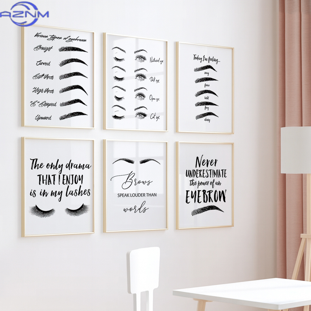 Set 6 Kanvas Seni Dinding Alis - Beauty Of Makeup Quotes ulasan dan harga