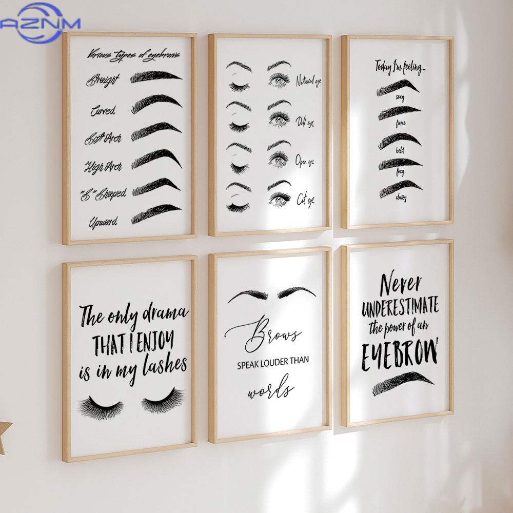 Set 6 Kanvas Seni Dinding Alis - Beauty Of Makeup Quotes ulasan dan harga