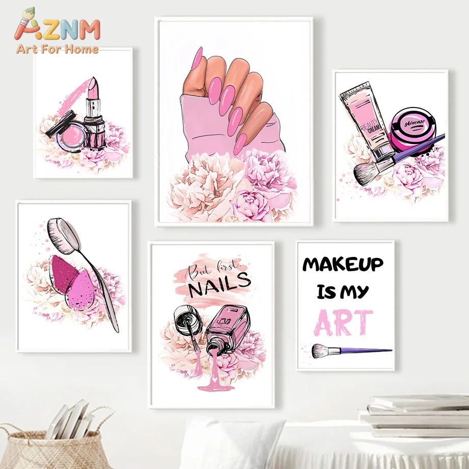 AZNM Seni Dinding Kanvas Riasa - Beauty Of Makeup Quotes ulasan dan harga