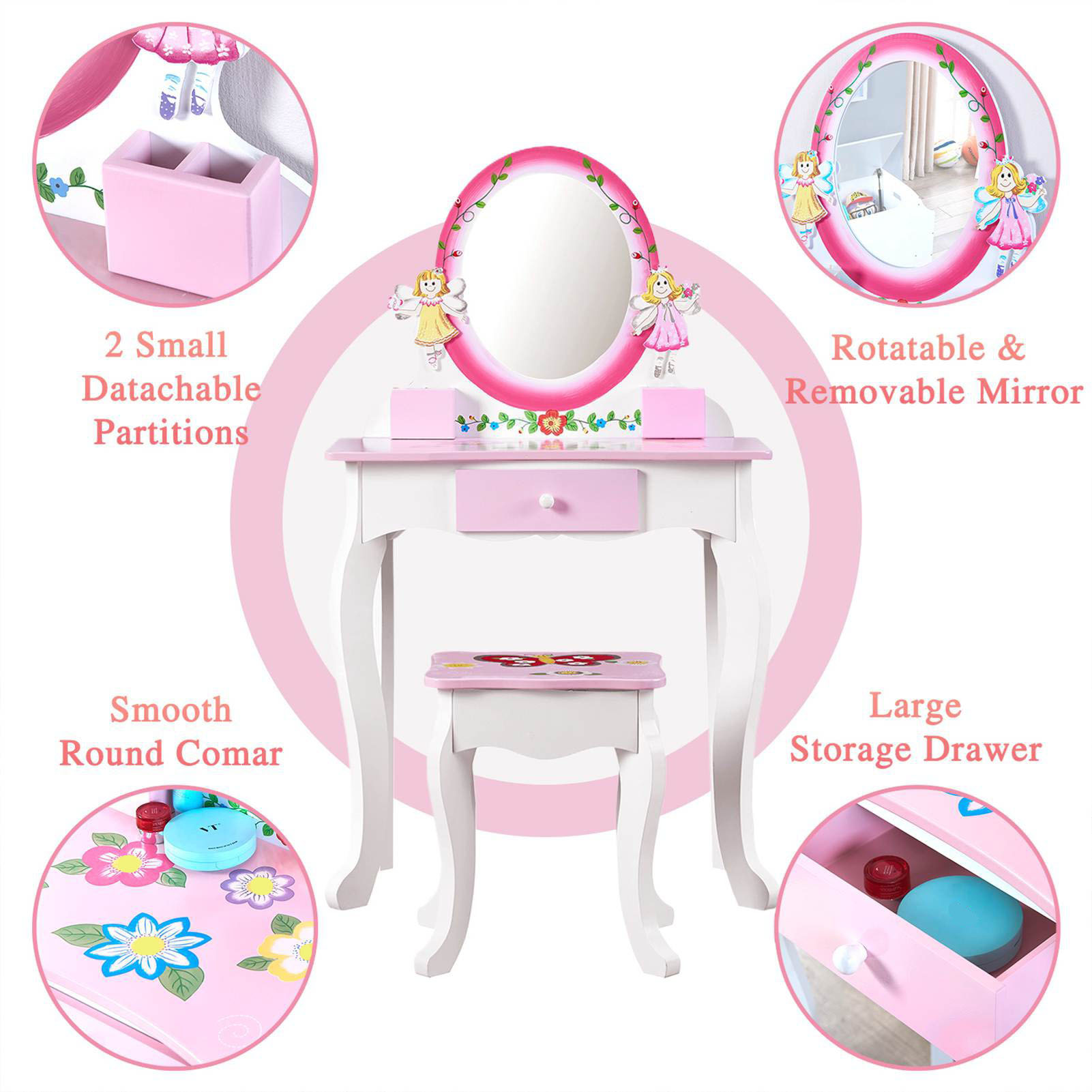 Set Meja Rias Anak Motif Bunga - Beauty Makeup Kit For Kids ulasan dan harga
