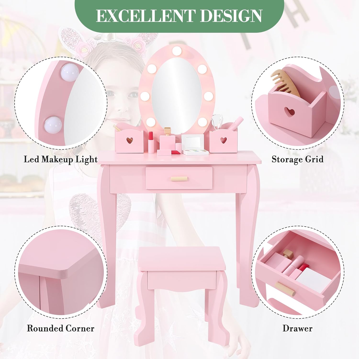 Set Meja Rias dan Kursi Anak d - Beauty Makeup Kit For Kids ulasan dan harga