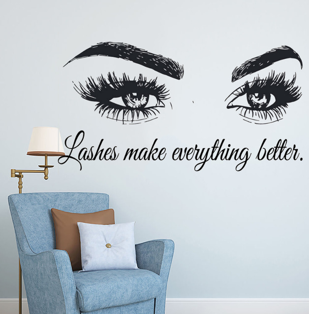 Bulu Mata Vinyl Dinding Decal  - Beauty Of Makeup Quotes ulasan dan harga