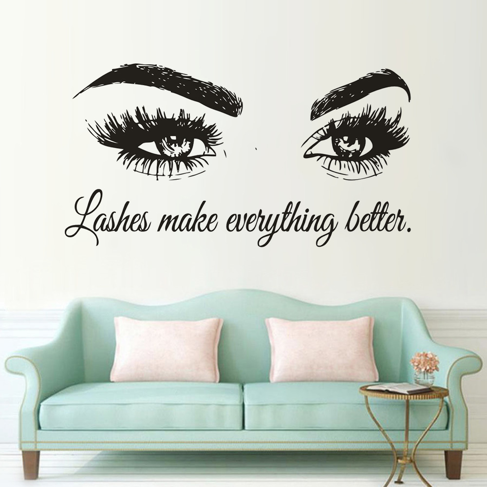 Bulu Mata Vinyl Dinding Decal  - Beauty Of Makeup Quotes ulasan dan harga