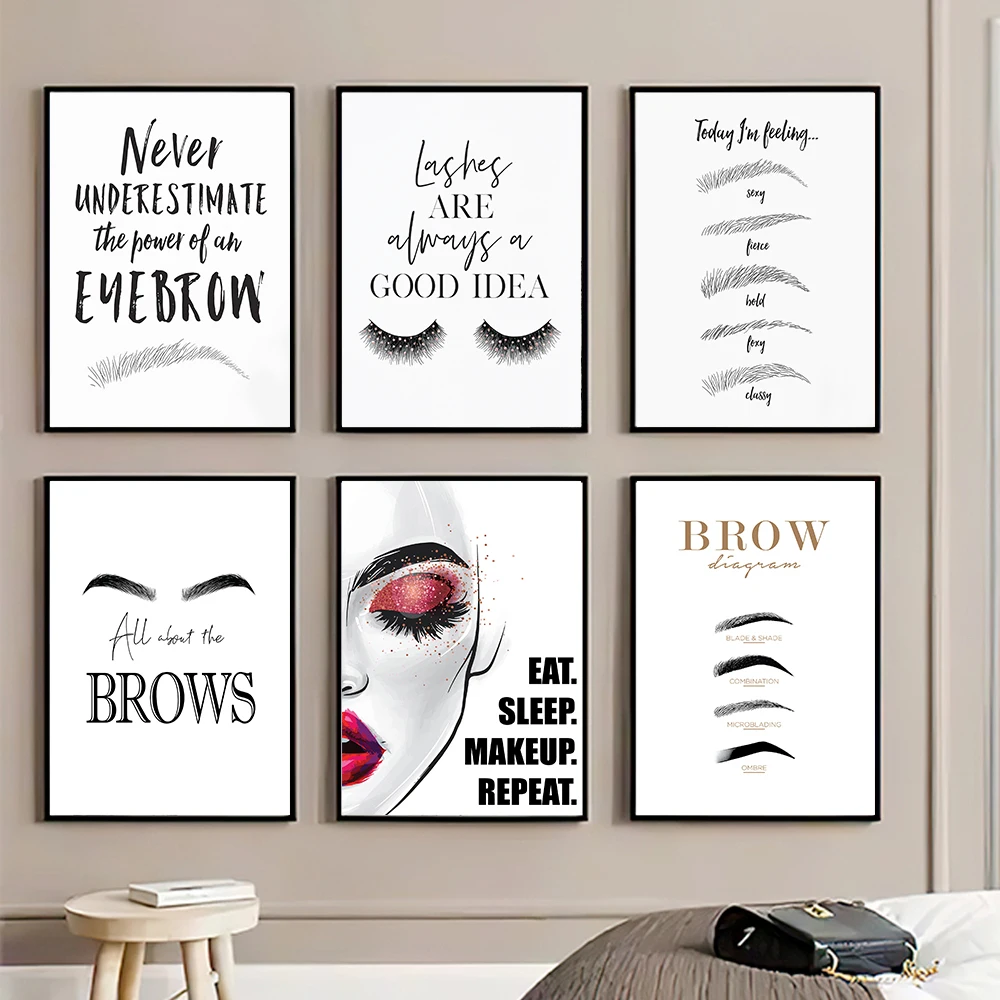 Lukisan kanvas rias mode cetak - Beauty Of Makeup Quotes ulasan dan harga