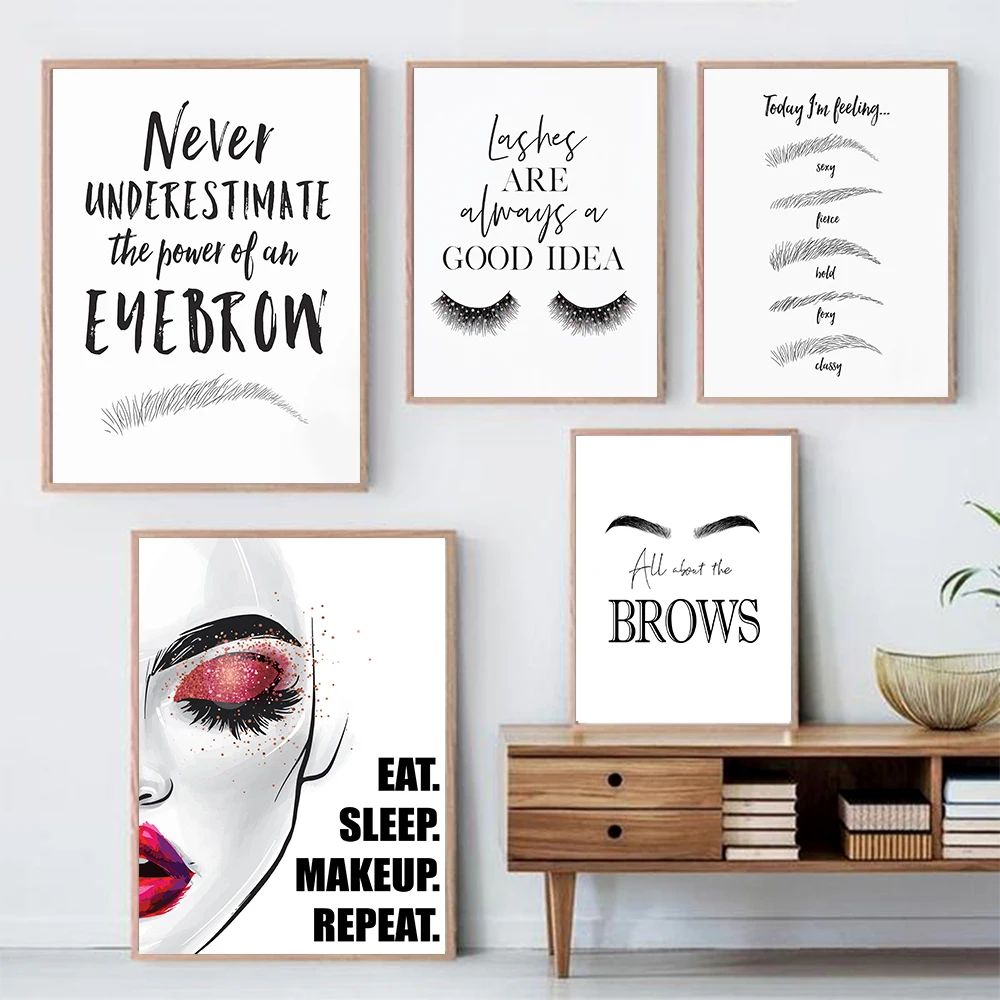 Lukisan kanvas rias mode cetak - Beauty Of Makeup Quotes ulasan dan harga
