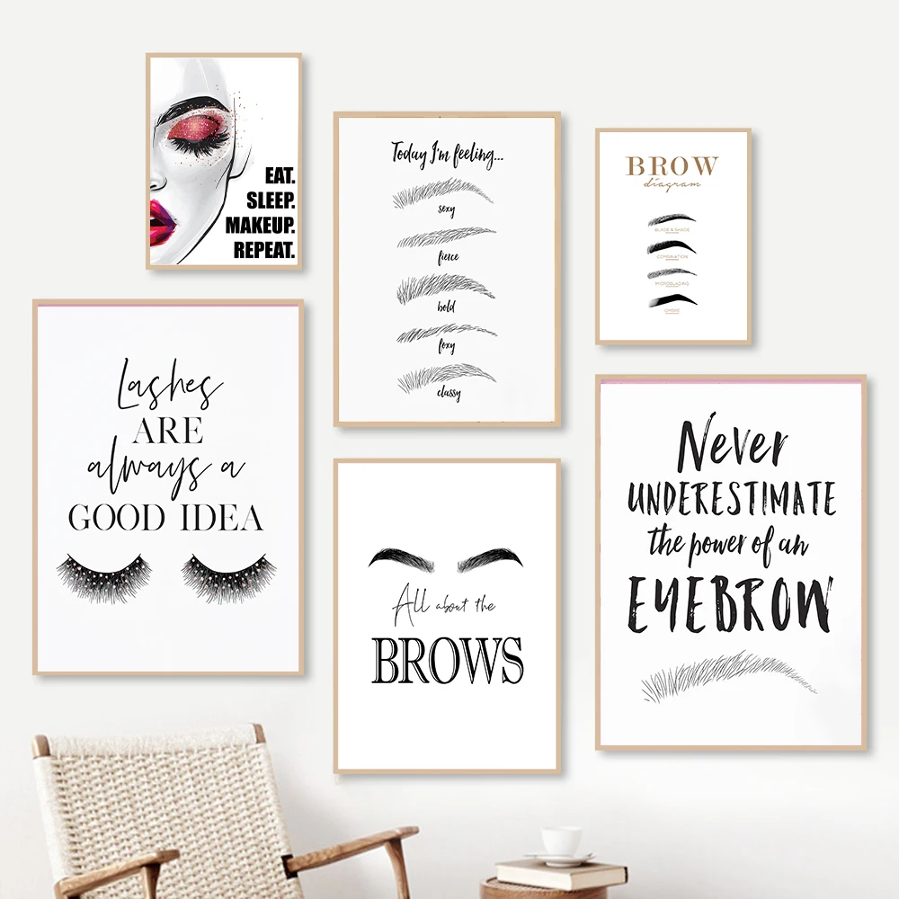 Lukisan kanvas rias mode cetak - Beauty Of Makeup Quotes ulasan dan harga
